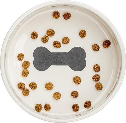 Show full view: 10 Strawberry Street Bone & Paw Banded Pet Dog Dish, White/Black, 2 count, 28-oz slide 4 of 5