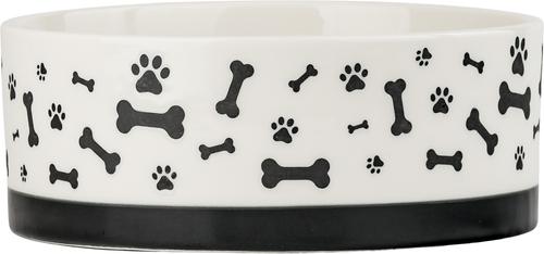 Show full view: 10 Strawberry Street Bone & Paw Banded Pet Dog Dish, White/Black, 2 count, 28-oz slide 2 of 5