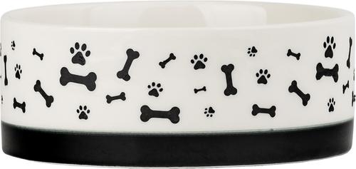 Show full view: 10 Strawberry Street Bone & Paw Banded Pet Dog Dish, White/Black, 2 count, 48-oz slide 2 of 5