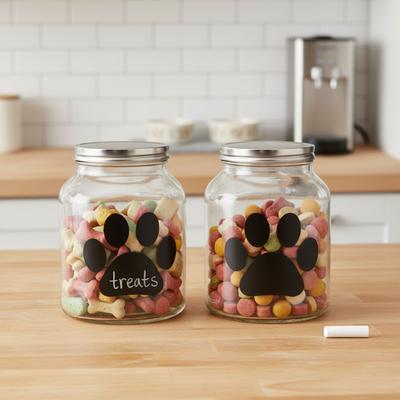Show full view: 10 Strawberry Street Street Buddy Paw Chalkboard Dog Treat Canister, Clear, 2 count, 108-oz slide 4 of 4