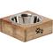 Show in main carousel: 10 Strawberry Street Goldie Square Mango Wood Pet Diner Dog Bowl, Wood Grain/Silver, 16-oz slide 1 of 1