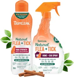 TropiClean Natural Flea & Tick Max Strength Dog Shampoo & Bedding Spray Bundle