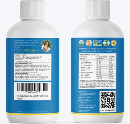 Show full view: Dr. Buzby's Brain Boost Organic MCT Oil Brain & Nervous Support Supplement for Dogs, 16-fl oz bottle slide 7 of 10