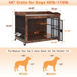 KZLAA Furniture Style Dog Crate, Brown, 46 Inch slide 2 of 7