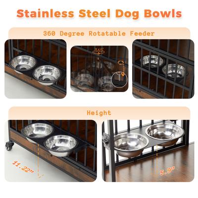 Show full view: KZLAA Furniture Style Dog Crate, Brown, 32 Inch slide 7 of 9