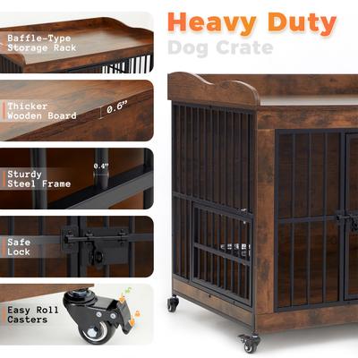 Show full view: KZLAA Furniture Style Dog Crate, Brown, 32 Inch slide 6 of 9