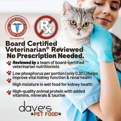 Show full view: Dave's Pet Food Restricted Diet Phosphorus Chicken Liver & Chicken in Juice Pate Canned Wet Cat Food, 3-oz, case of 12 slide 4 of 9