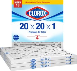 Clorox Air Filters MPR1500 & FPR 10 MERV 13 Pleated HVAC AC Furnace Air Filters, 20 x 20 x 1-in, 4 count