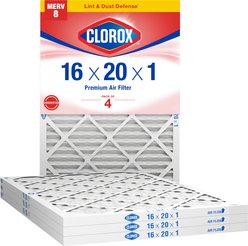 Clorox Air Filters MPR600 & FPR 5 MERV 8 Pleated HVAC AC Furnace Air Filters, 16 x 20 x 1-in, 4 count slide 1 of 8