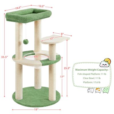 Show full view: Yaheetech 35.5-in Cat Tree with Space Capsule for Kittens, Small, Army Green/Beige slide 3 of 9