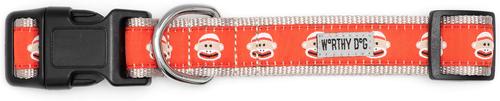 Show full view: The Worthy Dog Sock Monkey Adjustable Dog Collar, Red, X-Small slide 2 of 3
