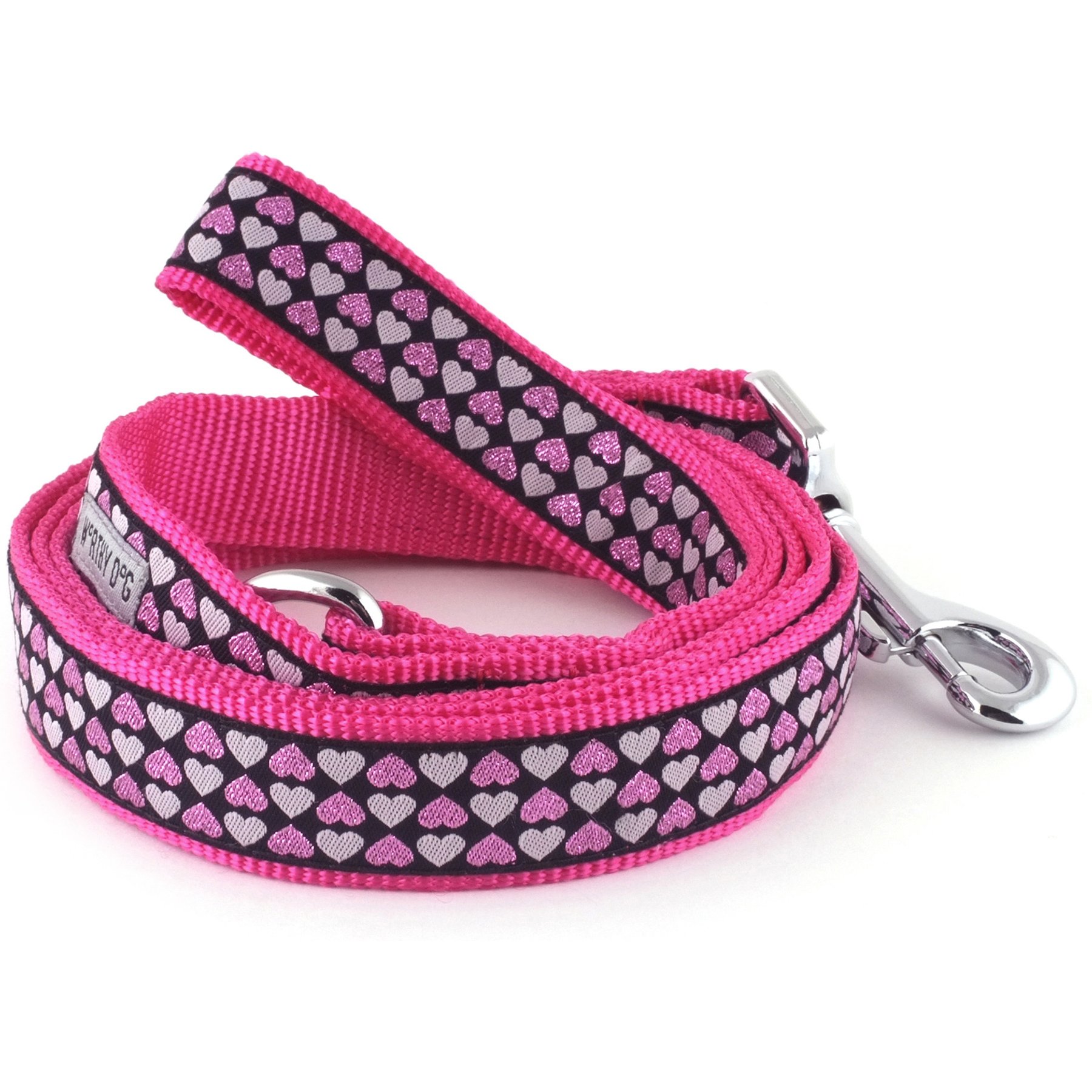 The Worthy Dog Hearts Dog Leash, Black, Small