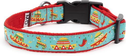 Show full view: The Worthy Dog Cinco de Mayo Adjustable Dog Collar, Turquoise, Medium slide 4 of 5
