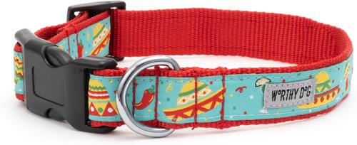 Show full view: The Worthy Dog Cinco de Mayo Adjustable Dog Collar, Turquoise, Medium slide 2 of 5