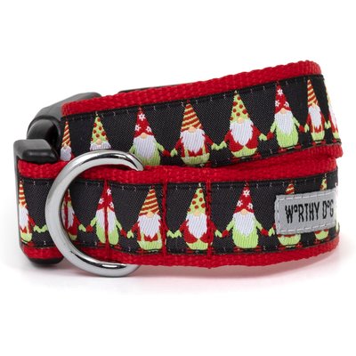 The Worthy Dog The Worthy Dog Gnomes Adjustable Dog Collar, Black, Medium