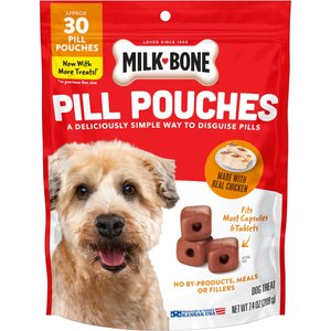 Milk-Bone Pill Pouches Real Chicken Flavor Soft & Chewy Dog Treats, 30 count bag