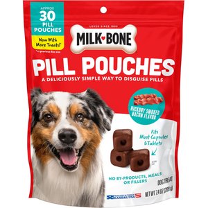 Milk-Bone Pill Pouches Hickory Smoked Bacon Flavor Soft & Chewy Dog Treats, 30 count bag
