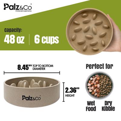 Show full view: Palz&Co EcoBowl Slow Feeder Dog Bowl, Sandstone Beige, Medium: 6-cup slide 5 of 9