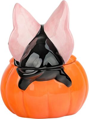 Show full view: 10 Strawberry Street Kitty-fly Jack O' Lantern Canister, Orange, Small slide 3 of 5