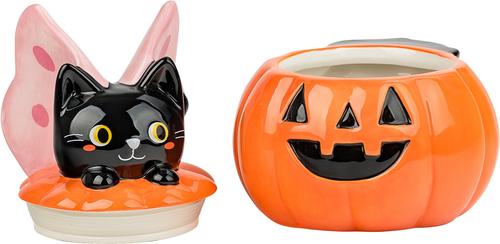 Show full view: 10 Strawberry Street Kitty-fly Jack O' Lantern Canister, Orange, Small slide 4 of 5