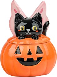 10 Strawberry Street Kitty-fly Jack O' Lantern Canister, Orange, Small
