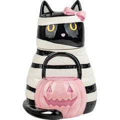 10 Strawberry Street Mummy Cat Cookie Jar, White, Large