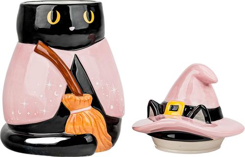 Show full view: 10 Strawberry Street Witch Cat Cookie Jar, Pink, Large slide 4 of 5