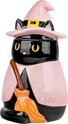 Show full view: 10 Strawberry Street Witch Cat Cookie Jar, Pink, Large slide 2 of 5
