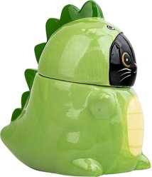 10 Strawberry Street Dino Cat Cookie Jar, Green, Small slide 2 of 5