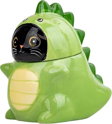 Show full view: 10 Strawberry Street Dino Cat Cookie Jar, Green, Small slide 2 of 5