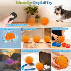 UPSKY Interactive Ball Dog Toy with Remote, Orange slide 2 of 9