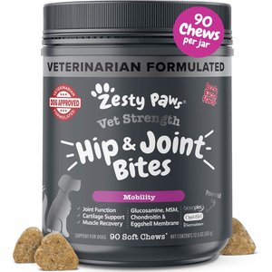 Zesty Paws Vet Strength Hip & Joint Soft Chews Glucosamine Mobility Supplement for Dogs, 90 count