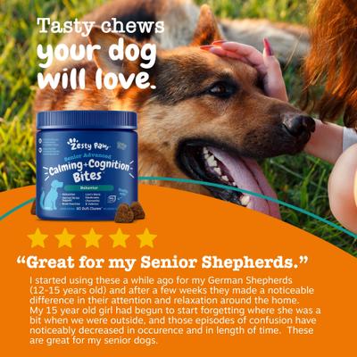 Show full view: Zesty Paws Senior Advanced Calming + Cognition Bites Chicken Flavor Soft Chews Composure Supplement for Dogs, 90 count slide 7 of 10