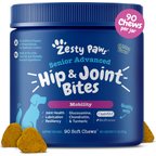 Zesty Paws Advanced Mobility Bites Chicken Flavored Soft Chews Glucosamine Hip & Joint Supplement for Senior Dogs, 90 count