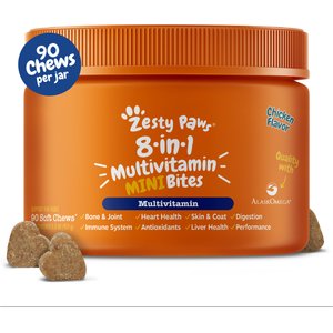 Zesty Paws 8-in-1 Mini Bites Chicken Flavored Soft Chews Multivitamin Supplement for Small Dogs, 90 count