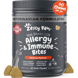Zesty Paws Vet Strength Allergy & Immune Bites Soft Chews Fish Oil Supplement for Dogs, 90 count
