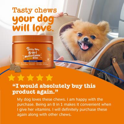Show full view: Zesty Paws 8-in-1 Mini Bites Chicken Flavored Soft Chews Multivitamin Supplement for Small Dogs, 90 count slide 8 of 12