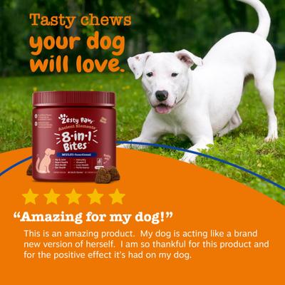 Show full view: Zesty Paws Ancient Elements 8-in-1 Bites Bison Flavored Soft Chews Multivitamin for Dogs, 90 count slide 7 of 11