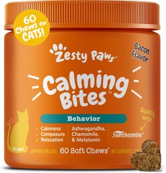 Zesty Paws Calming Bites Bacon Flavored Soft Chews Melatonin Supplement for Cats, 60 count