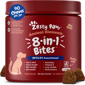 Zesty Paws Ancient Elements 8-in-1 Bites Bison Flavored Soft Chews Multivitamin for Dogs, 90 count