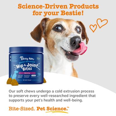 Show full view: Zesty Paws Advanced Mobility Bites Chicken Flavored Soft Chews Glucosamine Hip & Joint Supplement for Senior Dogs, 90 count slide 6 of 11