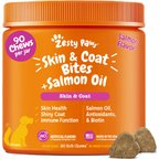 Zesty Paws Skin & Coat Bites Salmon Flavored Soft Chews Salmon Oil Supplement for Dogs, 90 count