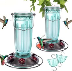 Yarty 16-oz Glass Hummingbird Bird Feeder with Ant Moat, 2 count, Green slide 1 of 9