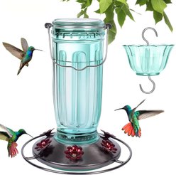 Yarty 16-oz Glass Hummingbird Feeder with Ant Moat, Green slide 1 of 9