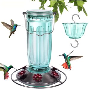 Yarty 16-oz Glass Hummingbird Feeder with Ant Moat, Green