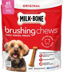 Milk-Bone Original Brushing Chews Mini Chicken Flavor Daily Dental Dog Treats, 65 count