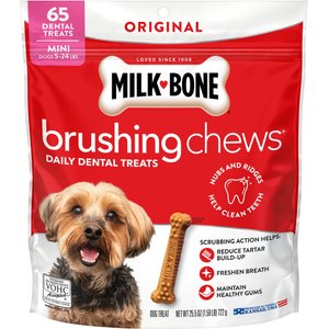 Milk-Bone Original Brushing Chews Mini Chicken Flavor Daily Dental Dog Treats, 65 count