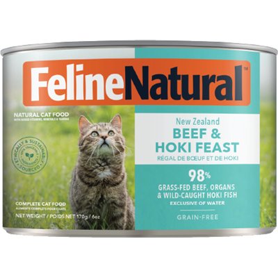 Feline Natural Feline Natural Beef & Hoki Feast Grain-Free Canned Cat Food, 6-oz, case of 12