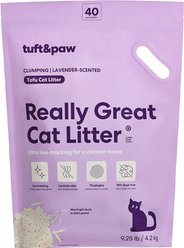 tuft & paw Low-Tracking Flushable Tofu Cat Litter, Lavender, 9.25-lb bag