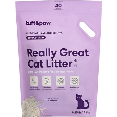 Tuft & Paw Tuft & Paw Really Great Cat Litter Low-Tracking Flushable Tofu Cat Litter, Lavender, 9.25-lb bag